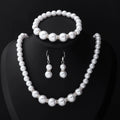 3PCS Women’s Simulated Pearl Jewelry Set – Necklace, Earrings & Bracelet
