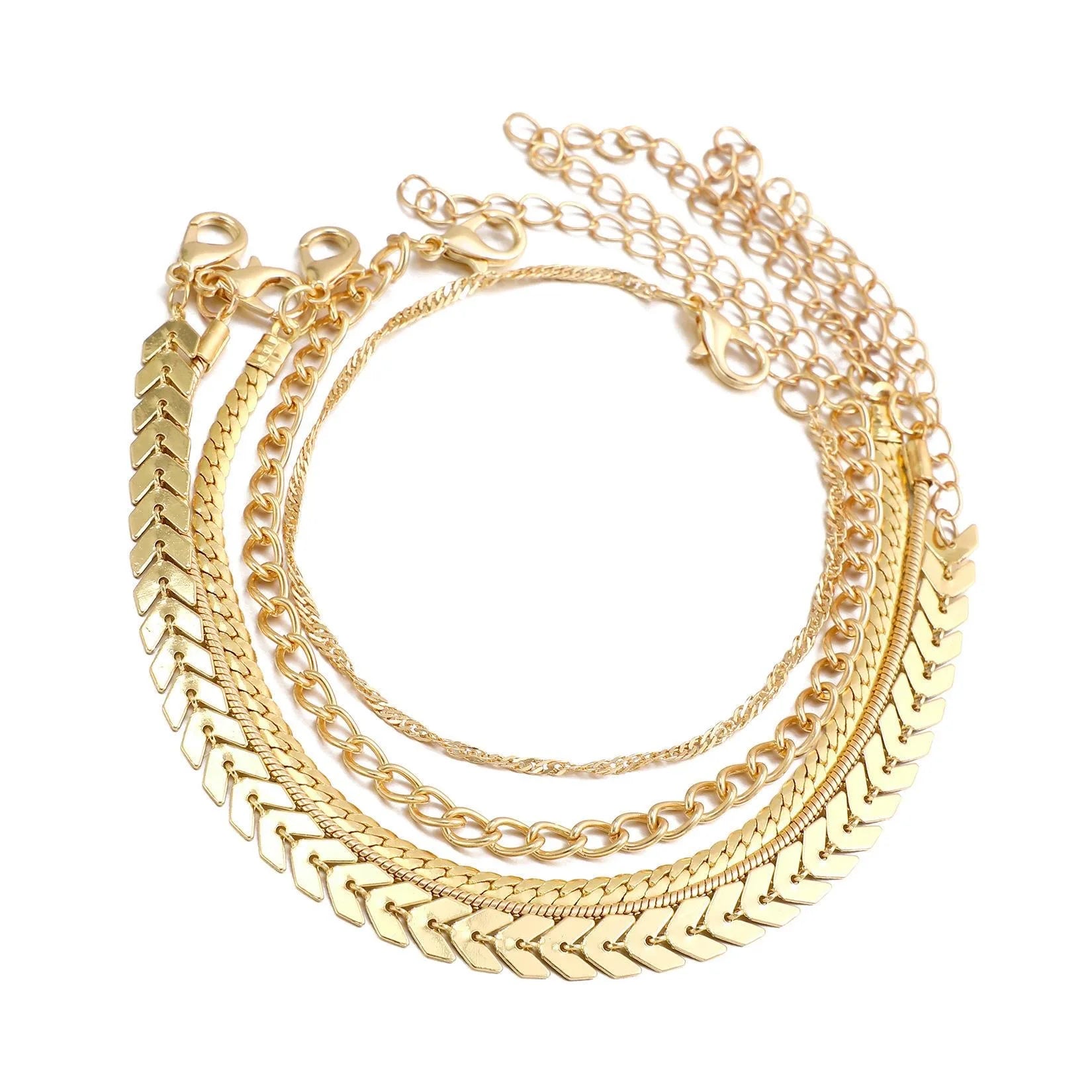 5PCS Boho Gold Chain Bracelet Set for Women