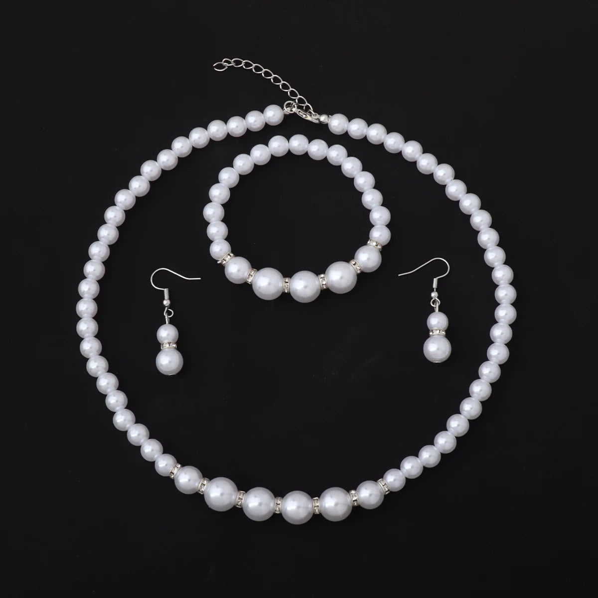3PCS Women’s Simulated Pearl Jewelry Set – Necklace, Earrings & Bracelet