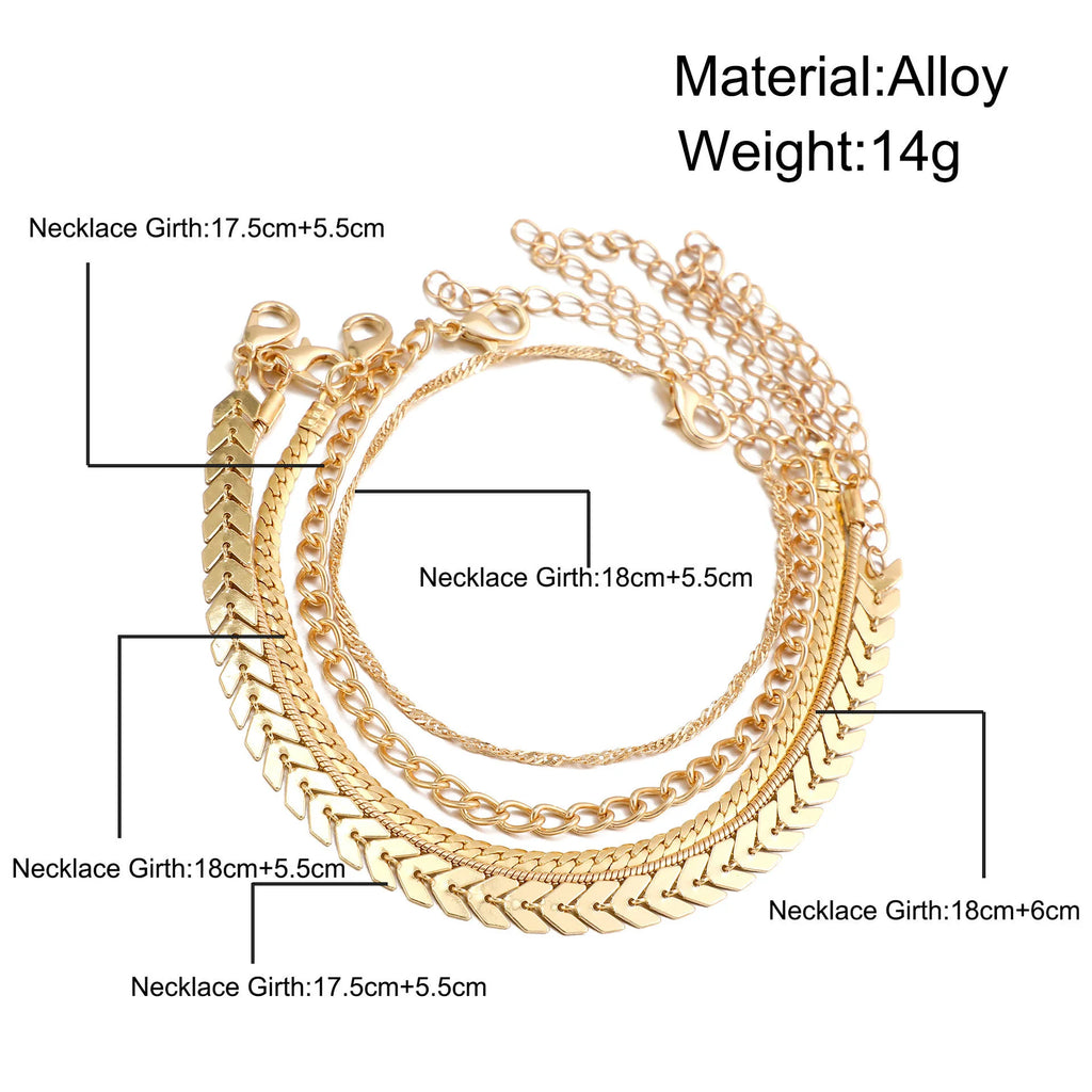 5PCS Boho Gold Chain Bracelet Set for Women
