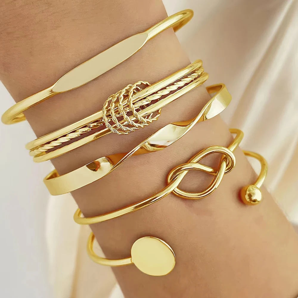 5PCS Set Punk Trendy Multilayer Bangles for Women