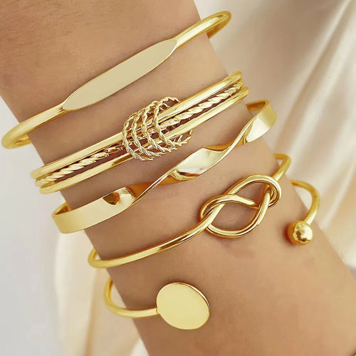5PCS Set Punk Trendy Multilayer Bangles for Women