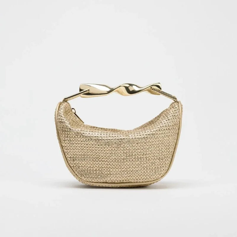 Summer Half-Moon Beach Straw Shoulder Bags for Women