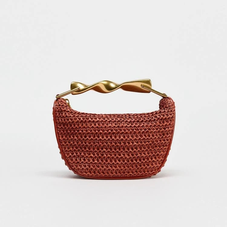 Summer Half-Moon Beach Straw Shoulder Bags for Women